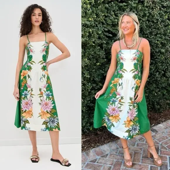 Farm Rio Off-White Sweet Bloom Dreamscape Midi Dress M - Picture 7 of 11